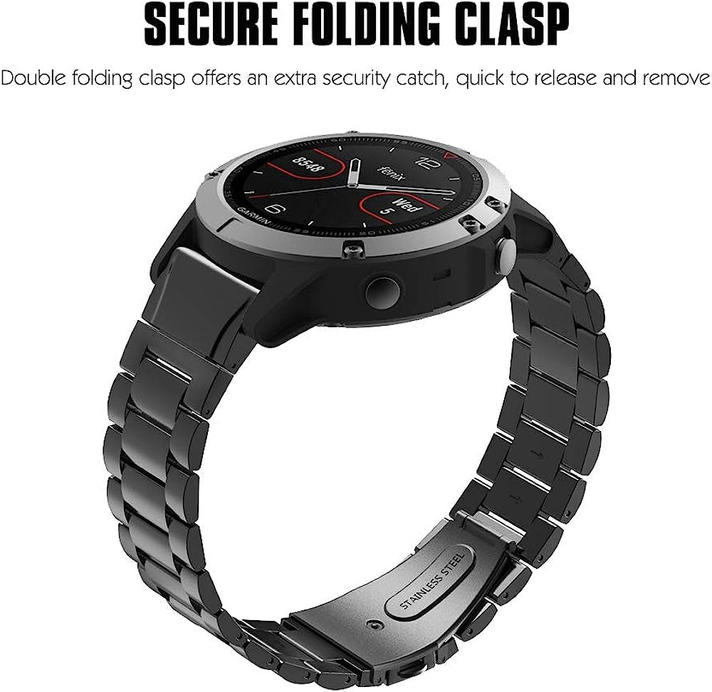 Moko Band Compatible with Garmin Fenix 5 Quick Fit 22Mm Watch Band, Stainless Steel Replacement Strap Fit Fenix 5/Fenix 5 Plus/Forerunner 935/945/Instinct/Approach S60(Not Fit Fenix 5X/5S)  MoKo   
