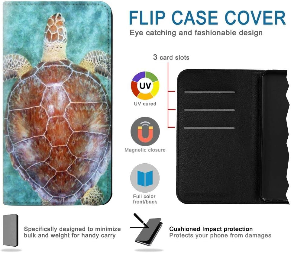 RW1424 Sea Turtle PU Leather Flip Case Cover for LG V30, LG V30 Plus, LG V30S Thinq, LG V35, LG V35 Thinq  JJ Phone Case   