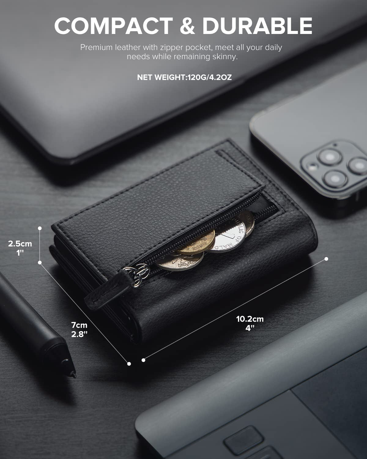 VULKIT Card Holder Wallet with Coin Pocket Magnetic Closure Pop up Cards with ID Window Leather Wallet for Cash & Credit Cards  VULKIT   