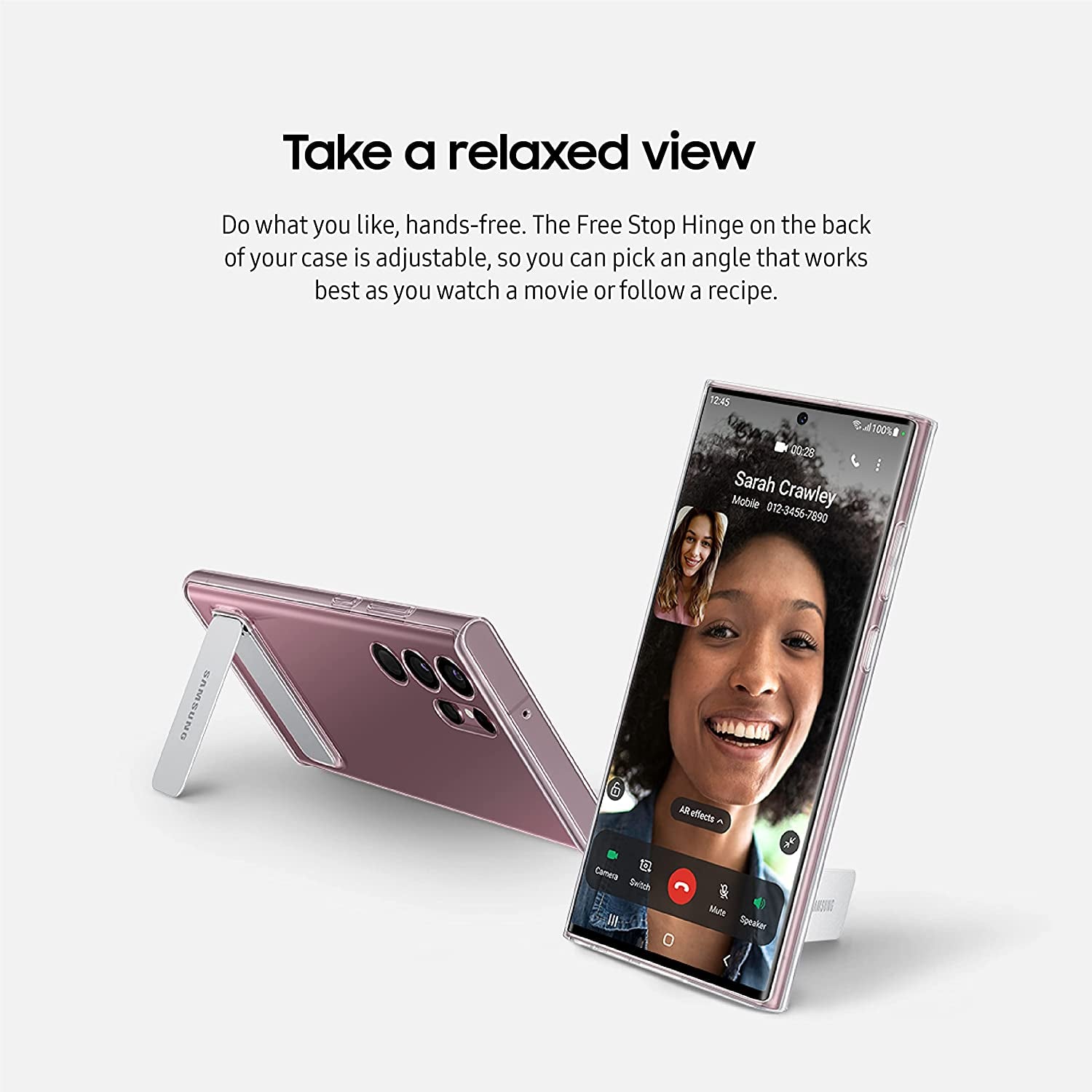 Samsung Electronics Galaxy S22 Ultra Clear Standing Cover, Protective Phone Case, Corner TPU Bumpers, PC Back Protection, Adjustable Viewing Angle, US Version, Transparent, (EF-JS908CTEGUS)  Samsung   