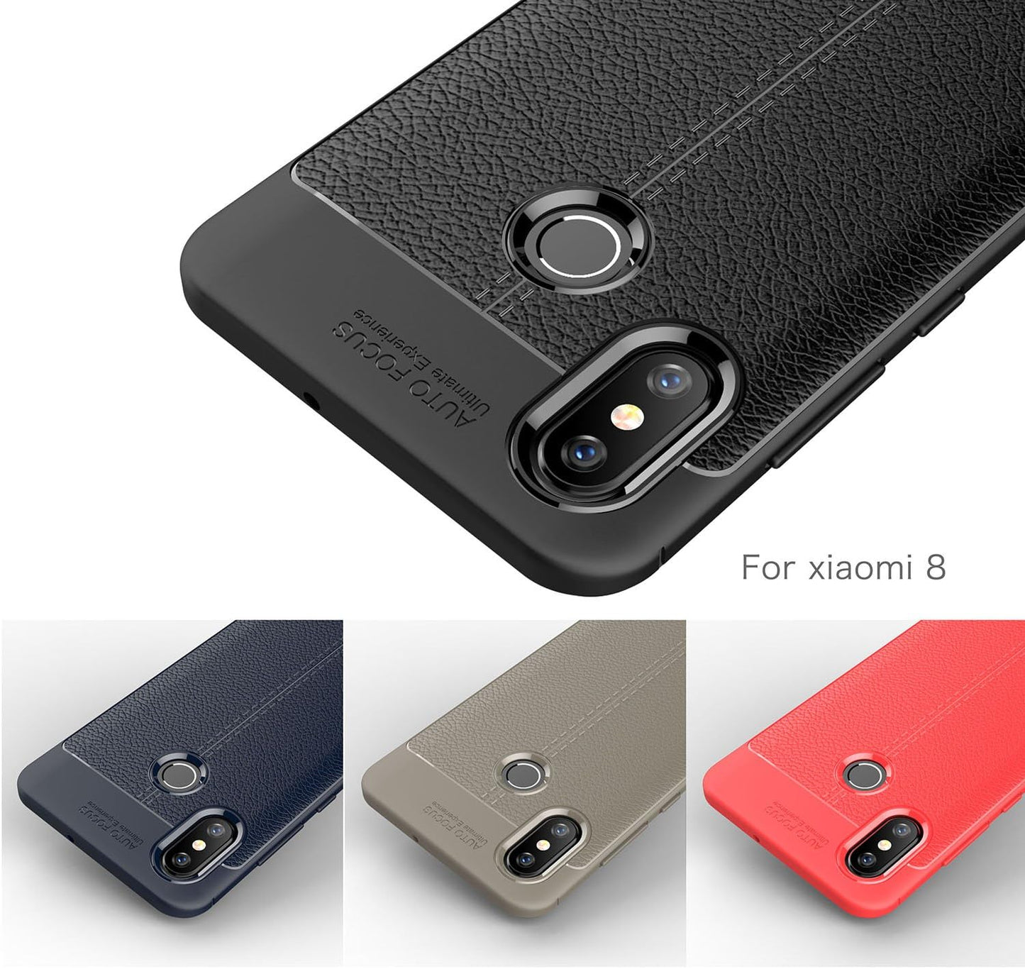 Cruzerlite Case Compatible with Cellphone Xiaomi Mi 8 Case, Flexible Slim Case with Leather Texture Grip Pattern and Shock Absorption TPU Cover Compatible with Cellphone Xiaomi Mi 8 (Black)  Mi8-PAT   