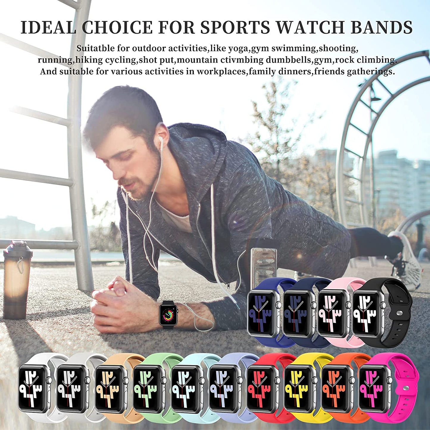 Upgrade Bands Compatible with Apple Watch Band 42Mm 44Mm 45Mm for Women Men-Soft Silicone Replacement Sport Watch Strap for Iwatch SE Series 7 6 5 4 3 2 1-Wristband  Gleiven   