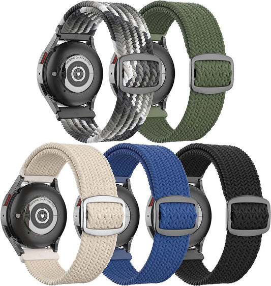 5 Pack Stretchy Nylon Watch Bands Compatible with Samsung Galaxy Watch Active 2 Bands 40Mm 44Mm/ Galaxy Watch 4 Band/Watch 4 Classic Band 42Mm 46Mm, 20Mm Watch Band for Galaxy Watch 3 Band  GrTrees   
