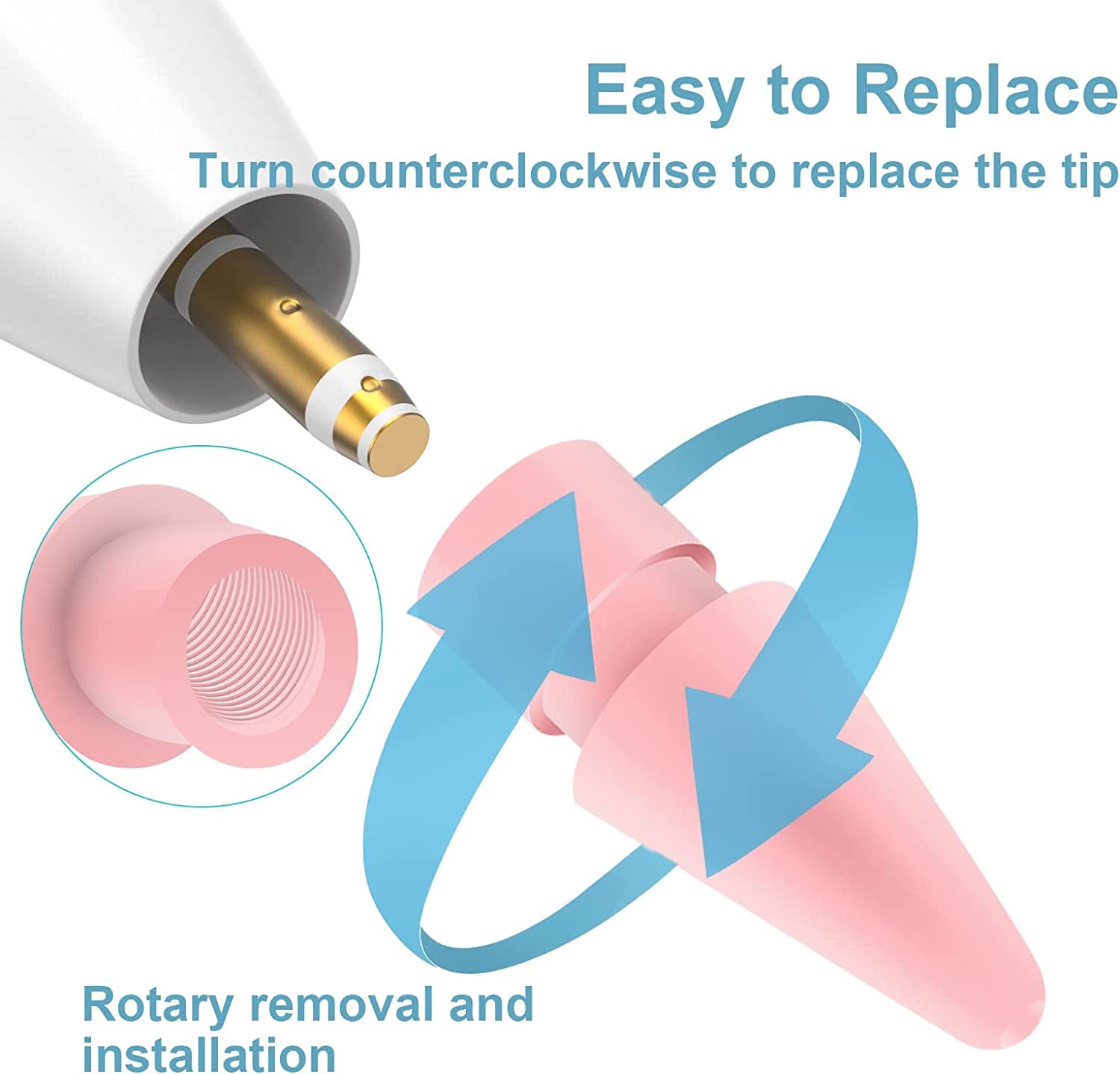 WONLEED 6PCS Premium Pencil Tips for Apple Pencil 2Nd Generation Ipad Pro Pencil, 6 Color Ipencil Nib Compatible with Ipad Apple Pencil 2 Gen / 1 St, Red/Yellow/Purple/Pink/Cyan/Gray (Colorful)  WONLEED   