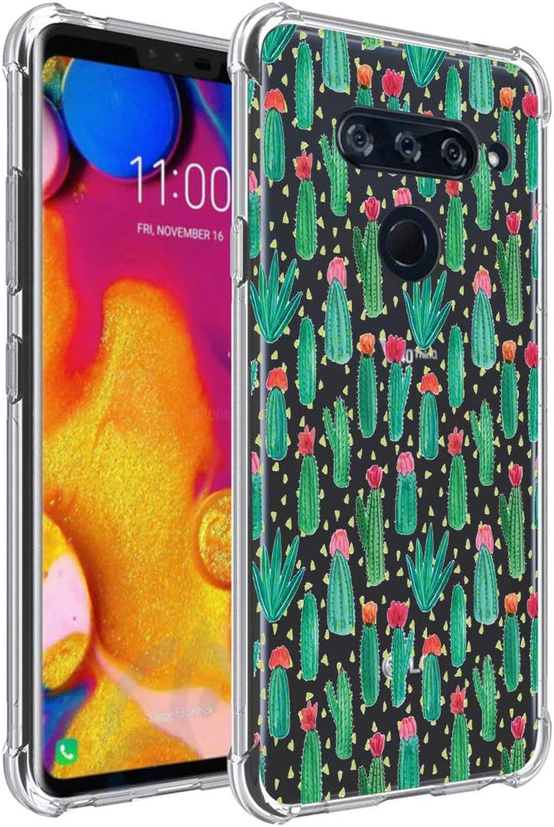 Gufuwo Flowers Clear Slim Designed for LG V40 Thinq Case,For LG V40 Case, Shock-Absorption Floral Flexible Soft TPU Protective Case Cover for LG V40 Thinq (Cactus)  Gufuwo   