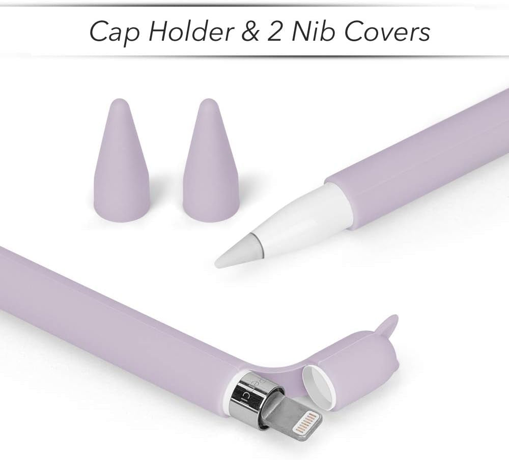 2 Pack Silicone Case for Apple Pencil 1St Generation Holder Sleeve Skin Cover Accessories for Ipad Pro 9.7/10.5/12.9,Cute Soft Grip with Charging Cap Holder and 2 Protective Nib Covers-Pink,Purple  Hydream   
