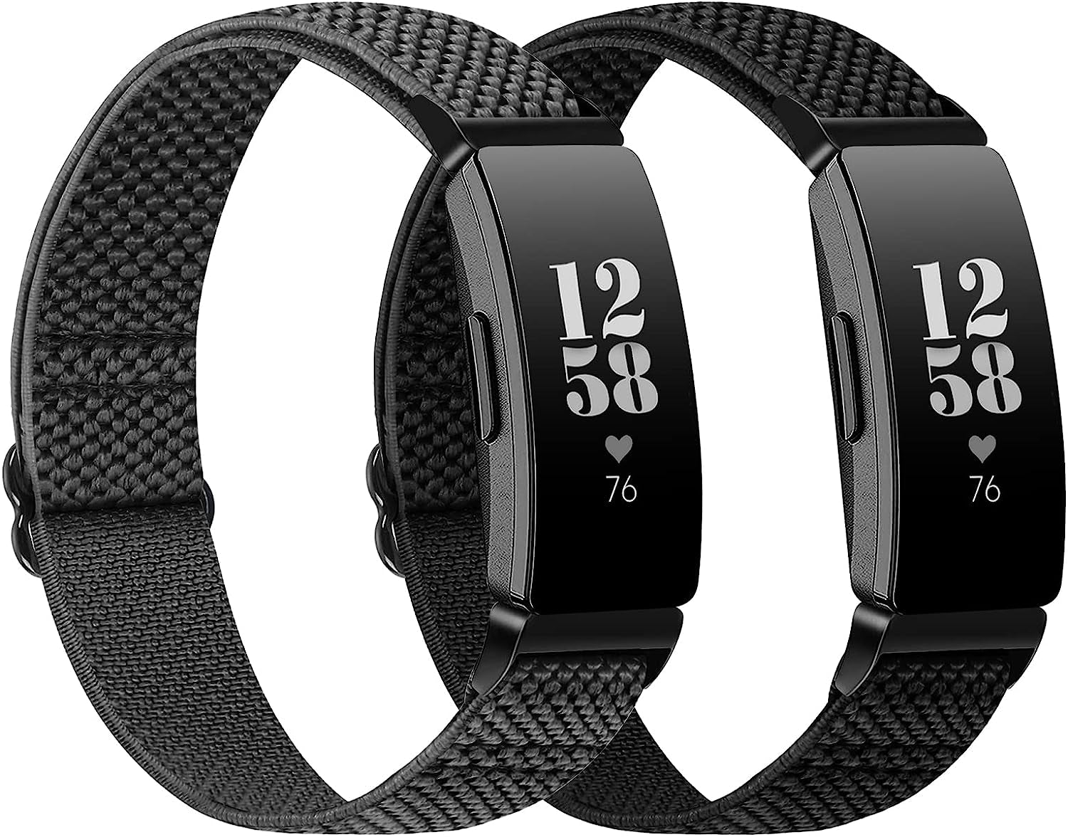 XFYELE Elastic Nylon Band Compatible with Fitbit Inspire 2/ Inspire/Inspire Hr/Inspire Ace 2/ Inspire Ace 3，Adjustable Stretch Breathable Nylon Sport Loop Replacement Strap for Women Men  XFYELE Black-Gray  