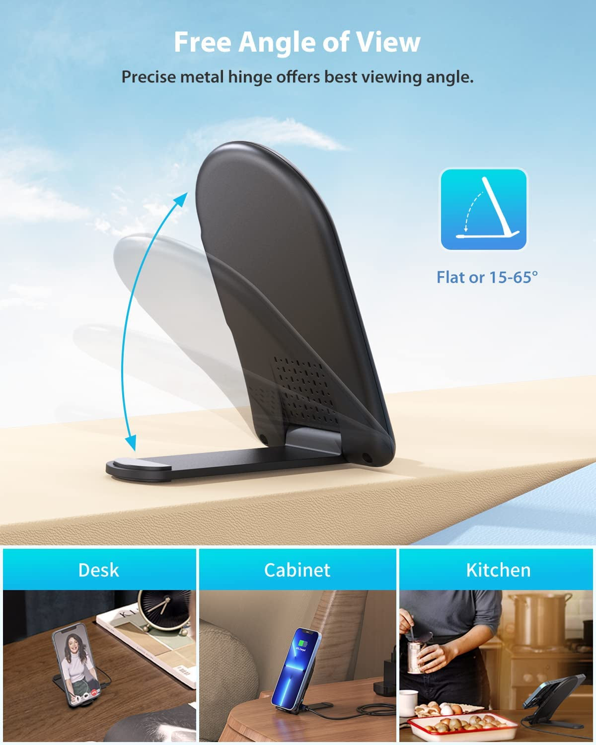 Wireless Charger Stand,15W Fast Charging Pad for Qi Device,Compact Phone Charger Stand for Iphone 14/13/12/11 Pro Max/8 Plus/Xr/Xs/Se,Pixel 6/5/4,Samsung Galaxys22/S21/S20/S10/S9/Note20/10(No Adapter)  esorun   