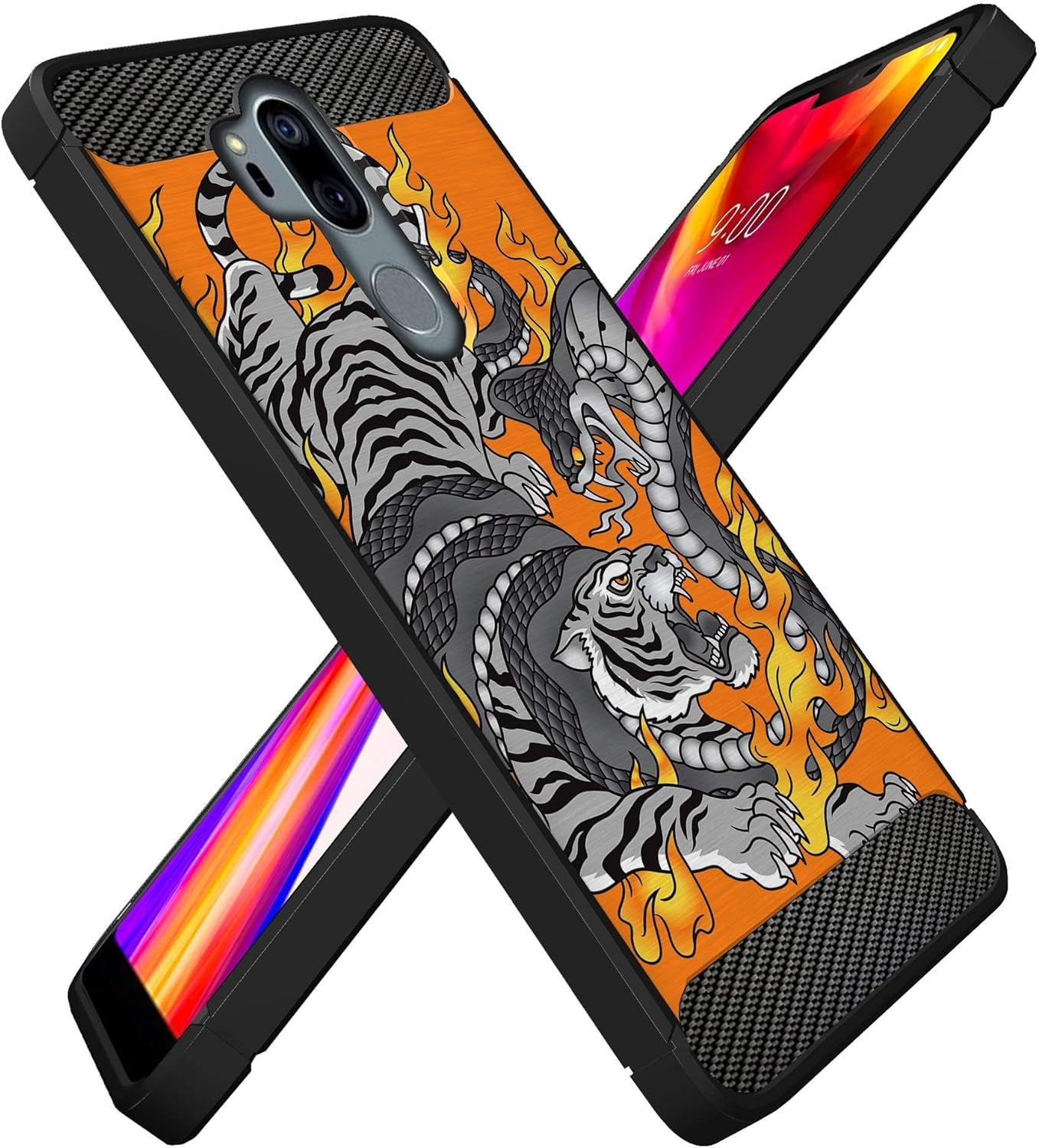Casesondeck Case Compatible with [LG G7 / LG G7 Thinq] Pictorial Patterned TPU Design Case Flexible Slim and Elegant (Cobra Tiger)  CasesonDeck   