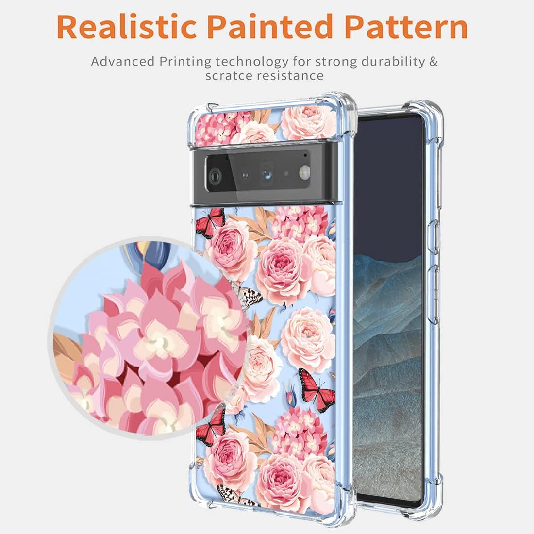 KOARWVC Case for Pixel 6 Pro Case, Google 6 Pro G8VOU Case Clear with Design Soft TPU Shock Absorption Slim Floral Pattern Protective Back Cover Cases for Google Pixel 6 Pro 5G (Flower Butterfly)  KOARWVC   