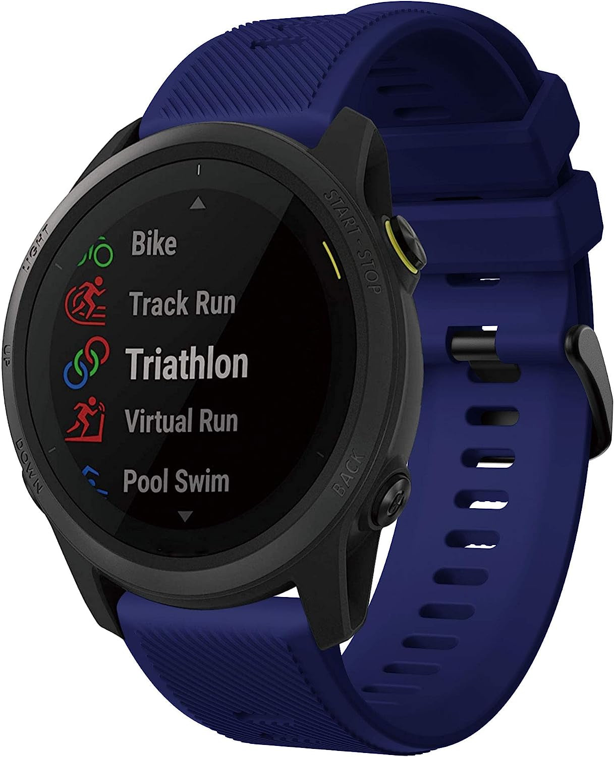 Senter Band for Garmin Forerunner 745 Band,22Mm Soft Silicone Sport Replacement Strap Band Compatible with Garmin Forerunner 745 Smart Watch  Senter Midnight blue 22mm 