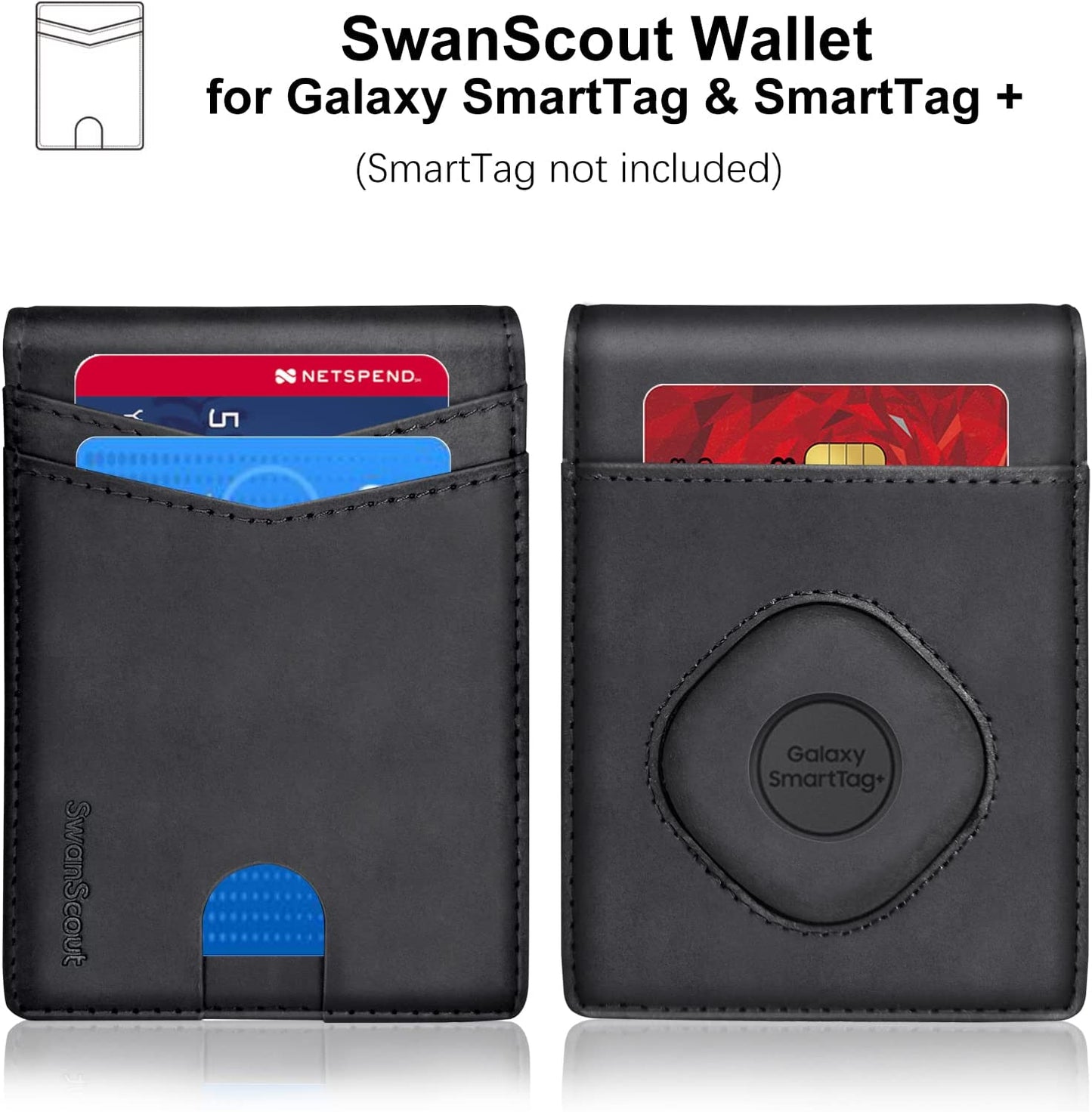 Swanscout Wallet for Smarttag & Smarttag+ Plus, Money Clip Version, RFID Blocking Genuine Leather Bifold Wallet with Gift Box (Black)  Shenzhen Xuanfeng Innovations Technology Co., Ltd.   