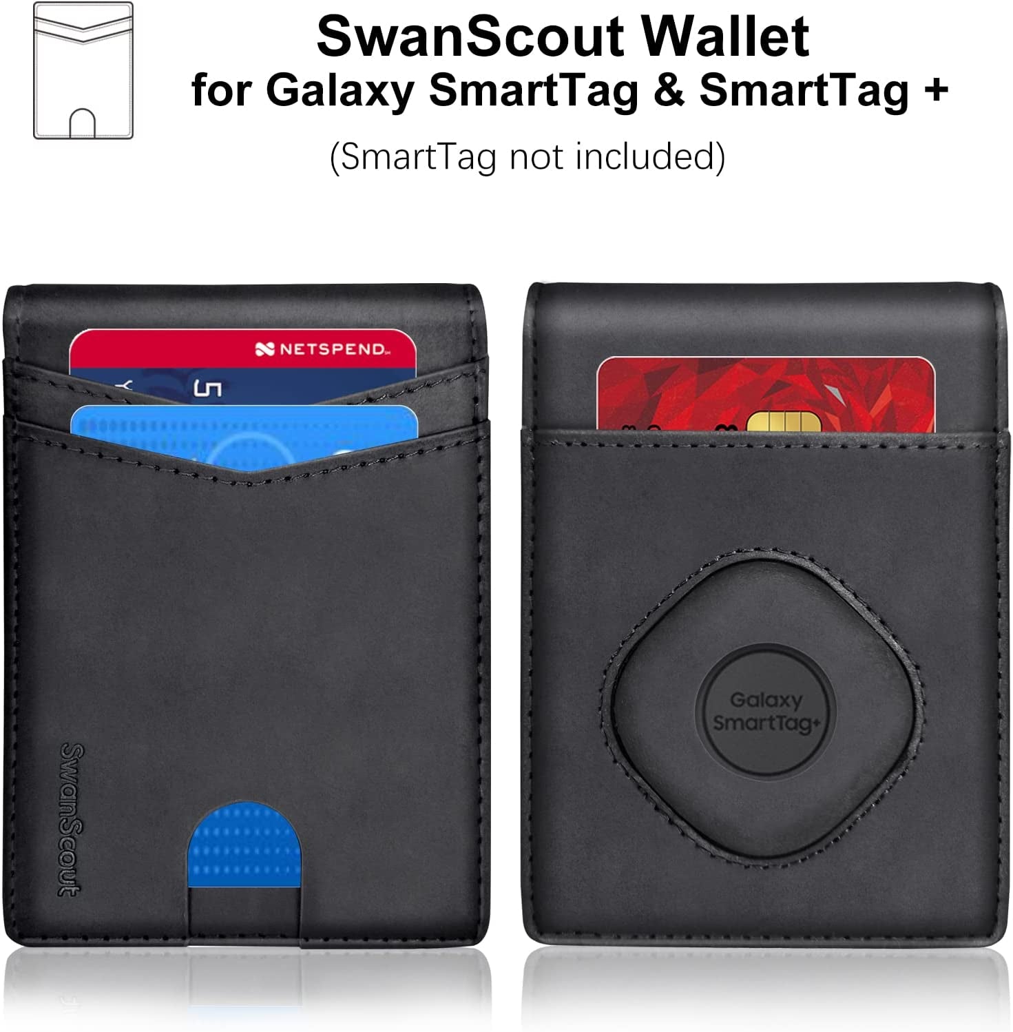 Swanscout Wallet for Smarttag & Smarttag+ Plus, Money Clip Version, RFID Blocking Genuine Leather Bifold Wallet with Gift Box (Black)  Shenzhen Xuanfeng Innovations Technology Co., Ltd.   