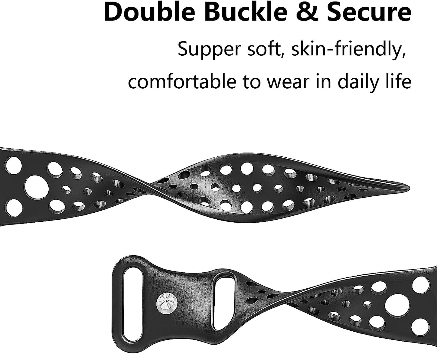 Wohben 6 Pack Sport Bands Compatible with Apple Watch Band 38Mm 40Mm 41Mm 42Mm 44Mm 45Mm Women Men, Breathable Soft Silicone Bands Waterproof Replacement Strap for Iwatch Series 7 6 5 4 3 2 1 SE  Wohben   