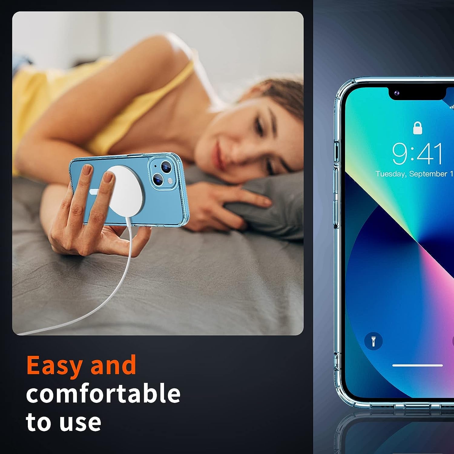 SUPFINE Magnetic for Iphone 13 Case Clear [Compatible with Magsafe][Never Yellow][2+Tempered Glass Screen Protector] Non-Slip Shockproof Phone Case,Flexible Bumper Designed for Thin Cover,Clear  SUPFINE   