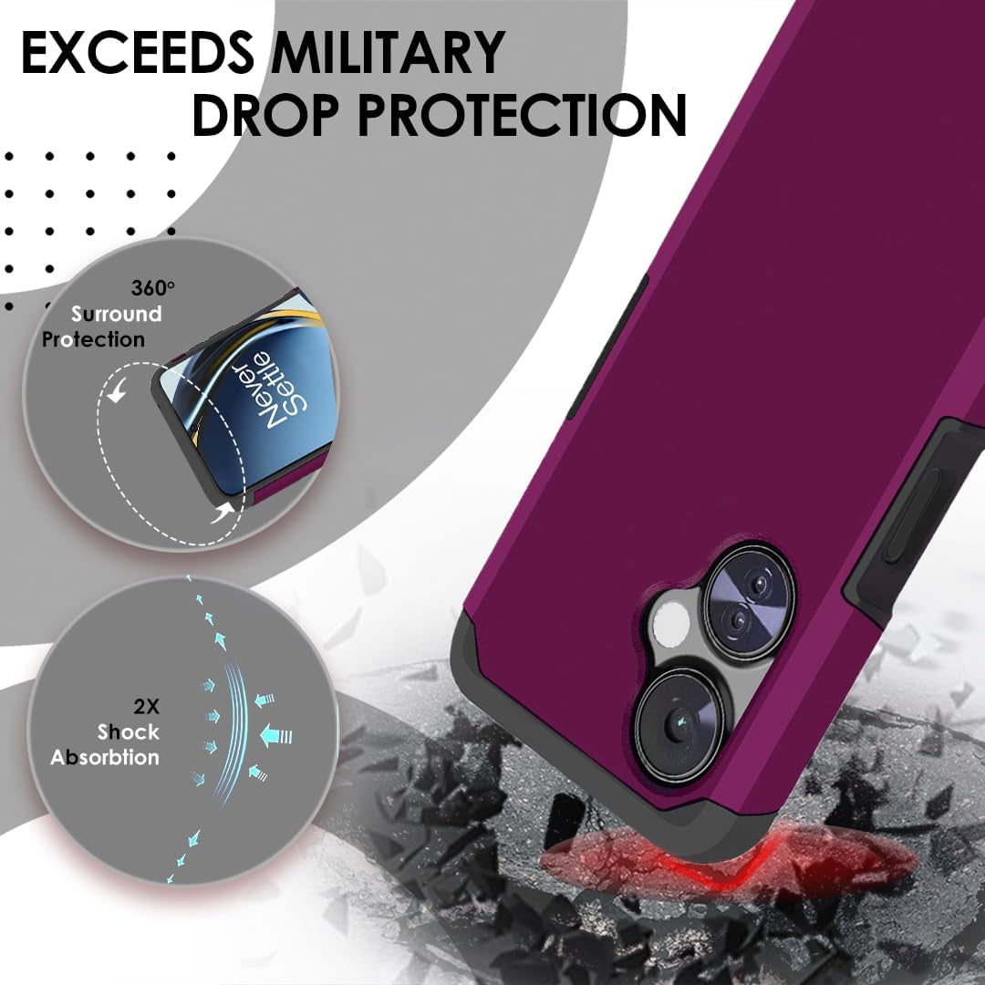 Hrwireless Compatible for Oneplus Nord N30 5G Case Cover with [HD Tempered Glass] Strong Heavy Duty [Shockproof] [Magnetic Mount Friendly] Minimalistic Original Design for Protection  HRWireless   