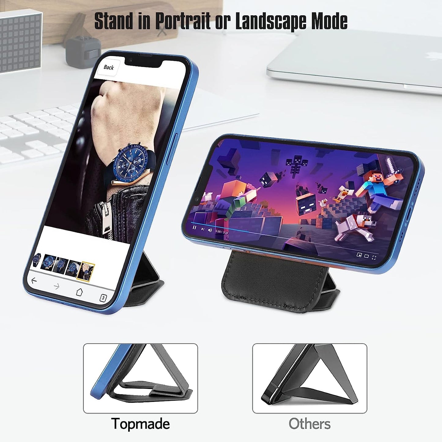 Magnetic Card Wallet Holder for Apple Magsafe, Phone Stand & Card Holder Magnetic Wallet for Apple Iphone 13/12 Magsafe Wallet, Leather Magsafe Wallet for Back of Iphone 13 Iphone 12 Series, Black  TopMade   