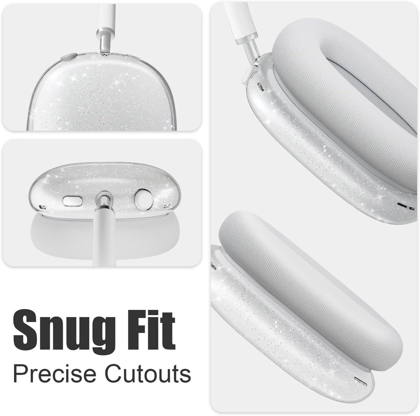 VICHYIE Case Cover for Airpods Max, Clear Soft TPU Case Anti-Scratch, Transparent Accessories Protector Cover for Airpods Max Headphones(Clear Glitter)  VICHYIE   