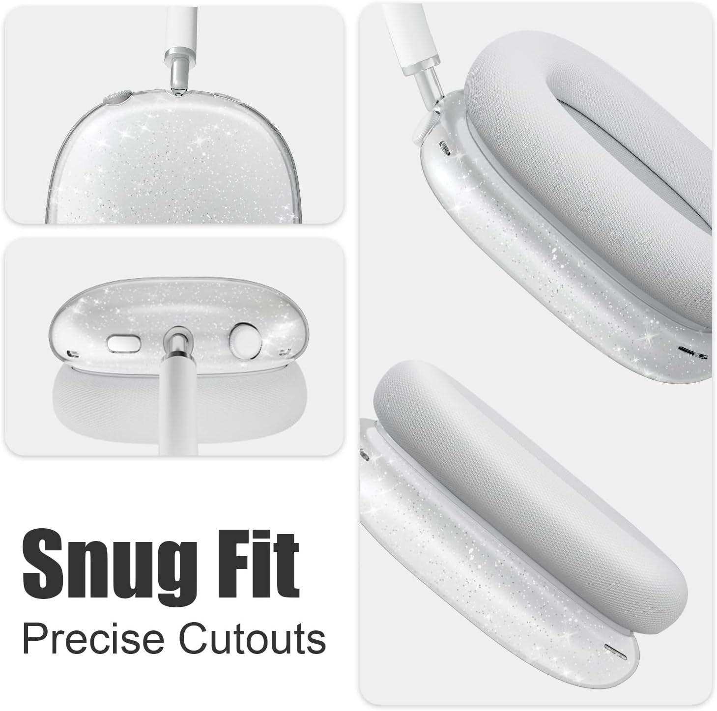 VICHYIE Case Cover for Airpods Max, Clear Soft TPU Case Anti-Scratch, Transparent Accessories Protector Cover for Airpods Max Headphones(Clear Glitter)  VICHYIE   