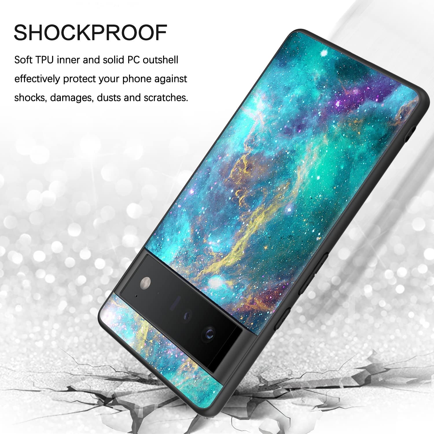 BENTOBEN Google Pixel 6 Pro Case, Slim Fit Glow in the Dark Hybrid Hard PC Soft TPU Bumper Shockproof Drop Protective Girls Women Men Phone Cover for Google Pixel 6 Pro 6.71", Green Nebula  BENTOBEN   