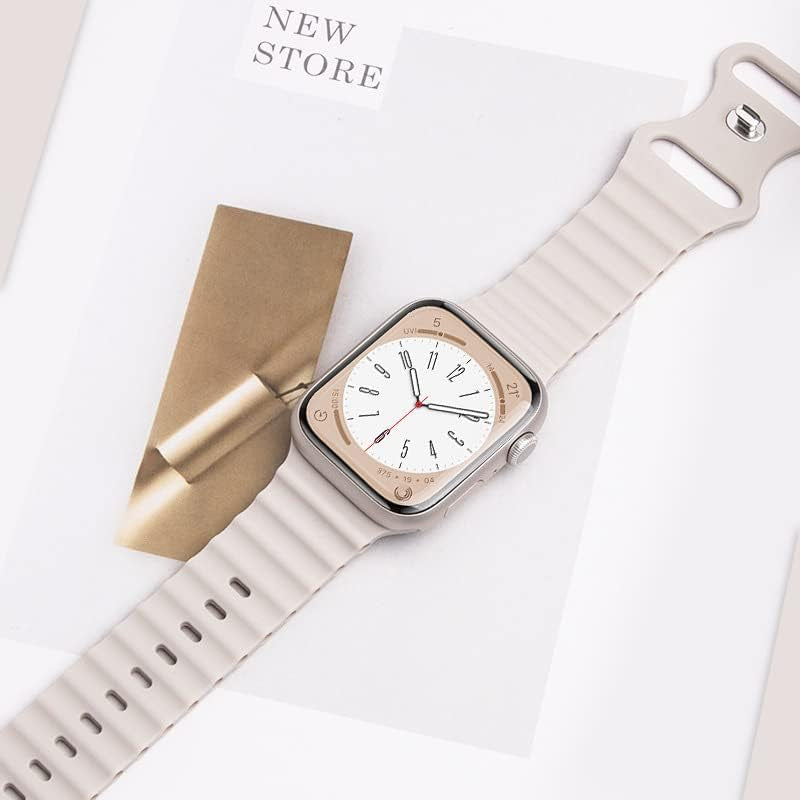 QLTYPRI Silicone Ocean Band Compatible with Apple Watch Band 38Mm 40Mm 41Mm 42Mm 44Mm 45Mm 49Mm for Women Men, Soft Waterproof Sport Strap for Iwatch Series Ultra/8/7/6/5/4/3/2/1/Se – Cream  QLTYPRI   