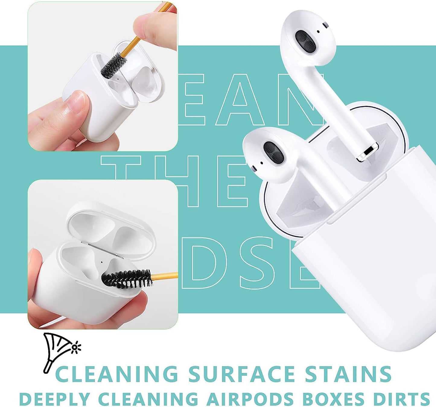 203PCS Airpod Cleaner Kit,Iphone Charge Port Cleaning Kit,Airpods Earbud Cleaning Putty, Remove Ear Wax,Phone Phone Cleaning Kit,For Airpods Charging Case/Headphones/Phone/Earbuds/Camera  Polislime   
