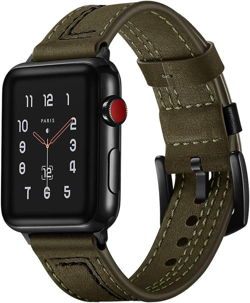 Compatible for Apple Watch 38Mm 40Mm 41Mm Leather Band Sport Replacement Strap for Iwatch Series 7 6 SE 5 4 3  Lerxiuer Green  