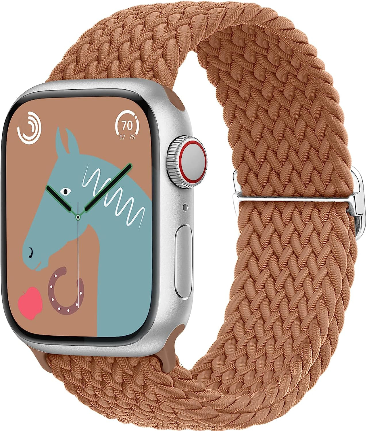 Transjoy Braided Stretchy Adjustable Watch Band for Apple Watch Band 38Mm 40Mm 41Mm 42Mm 44Mm 45Mm for Women Men, Soft Nylon Elastic Straps Solo Loop Wristbands for Iwatch Series 8 7 6 SE 5 4 Ultra  TransJoy Brown 42MM/44MM/45MM/49MM 