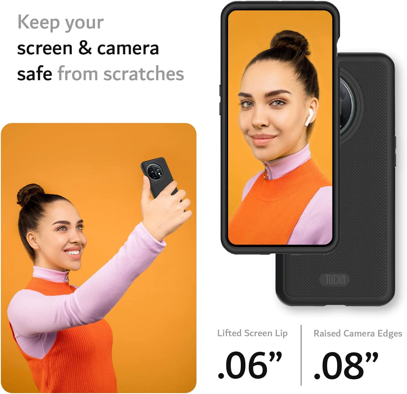 TUDIA Dualshield Grip Designed for Oneplus 11 Case 5G (2023), [Mergegrip] Dual Layer Shockproof Slim Military Grade Non-Slip Tough Heavy Duty Protective Phone Case Cover (Matte Black)  TUDIA   