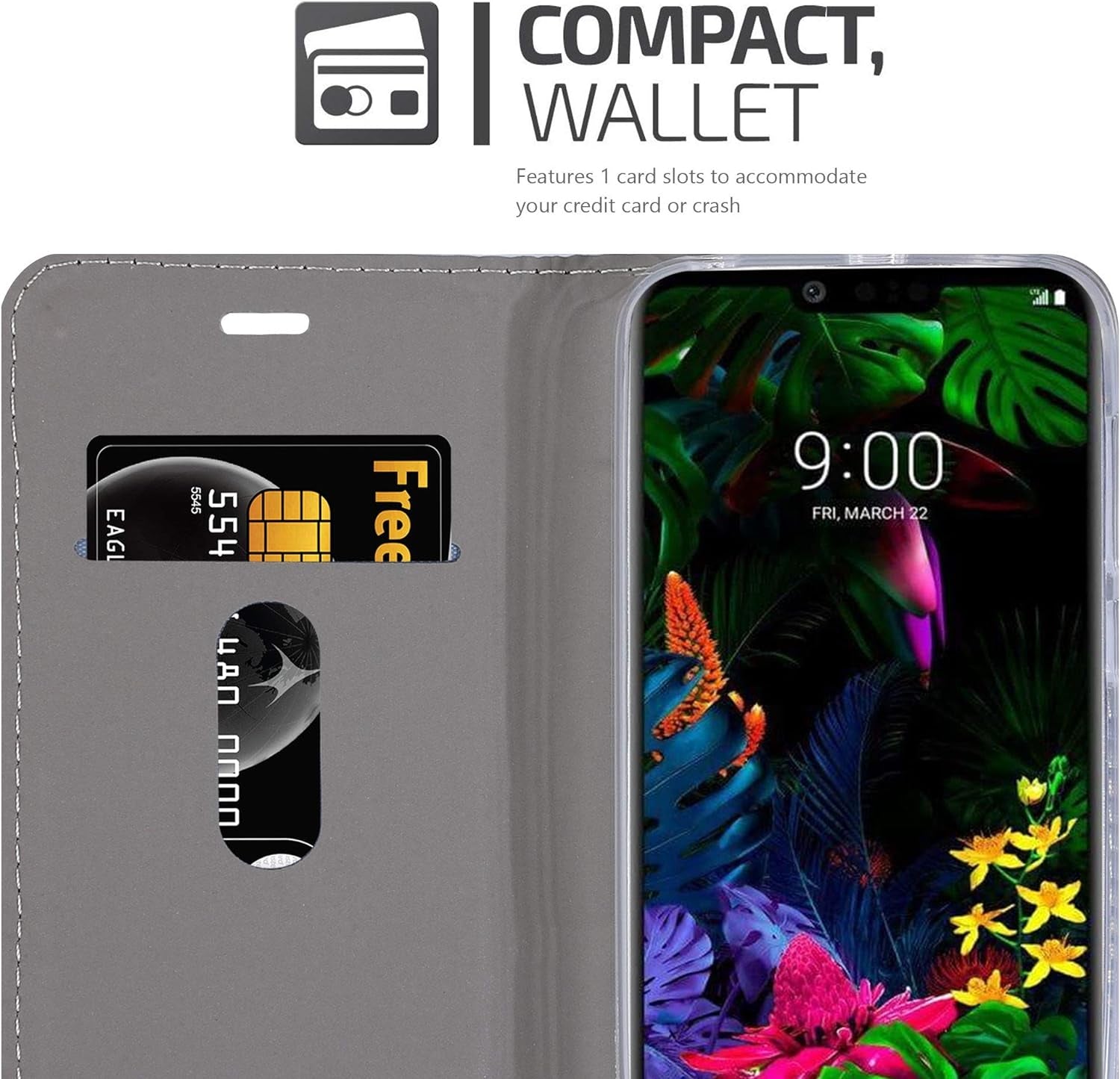 Cadorabo Book Case Compatible with LG G8 in Dark Blue Black - with Magnetic Closure, Stand Function and Card Slot - Wallet Etui Cover Pouch PU Leather Flip  Cadorabo   