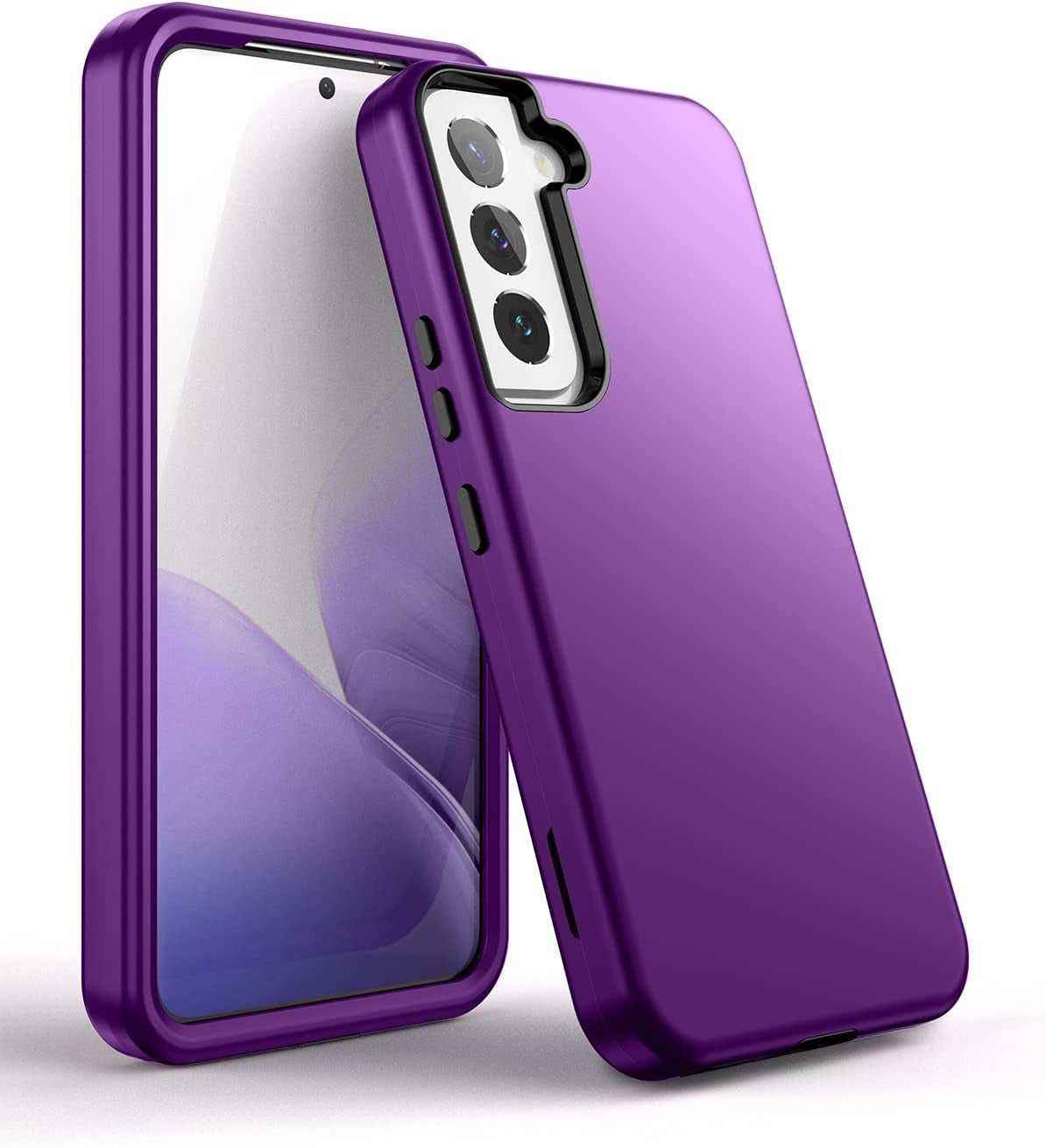 Welovecase for Samsung Galaxy S22 5G Case, Cover 3 in 1 Full Body Heavy Duty Protection Hybrid Shockproof TPU Bumper Three Layer Protective Case for Samsung Galaxy S22 6.1 Inch Purple  WeLoveCase   