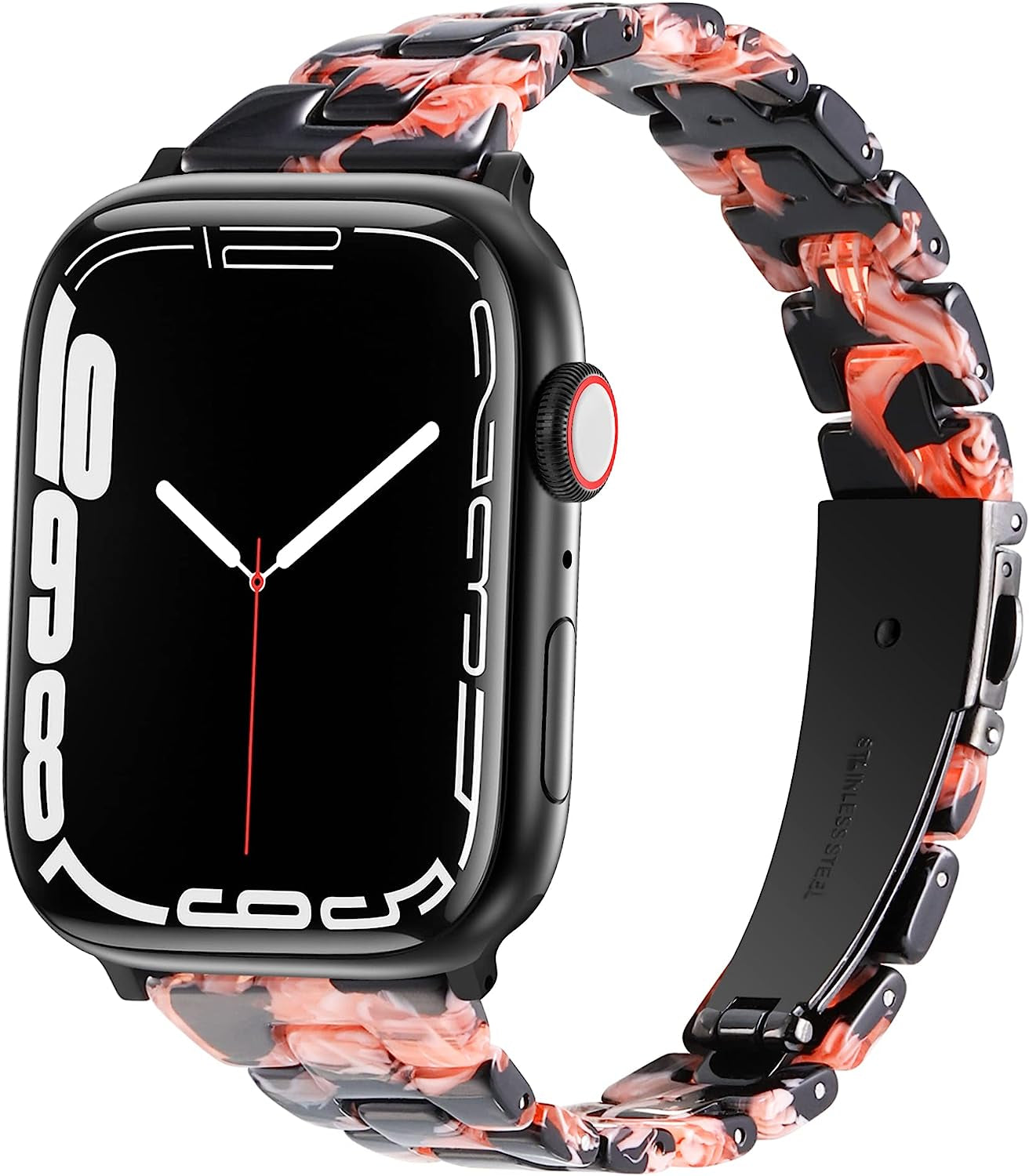 Slim Resin Bands Compatible with Apple Watch Band 38Mm 40Mm 41Mm 42Mm 44Mm 45Mm 49Mm Thin Light Strap with Stainless Steel Buckle Replacement Bracelet for Iwatch Ultra Series 8 SE 7 6 5 4 3 2 1  Arctime Black Rose 38/40/41mm 