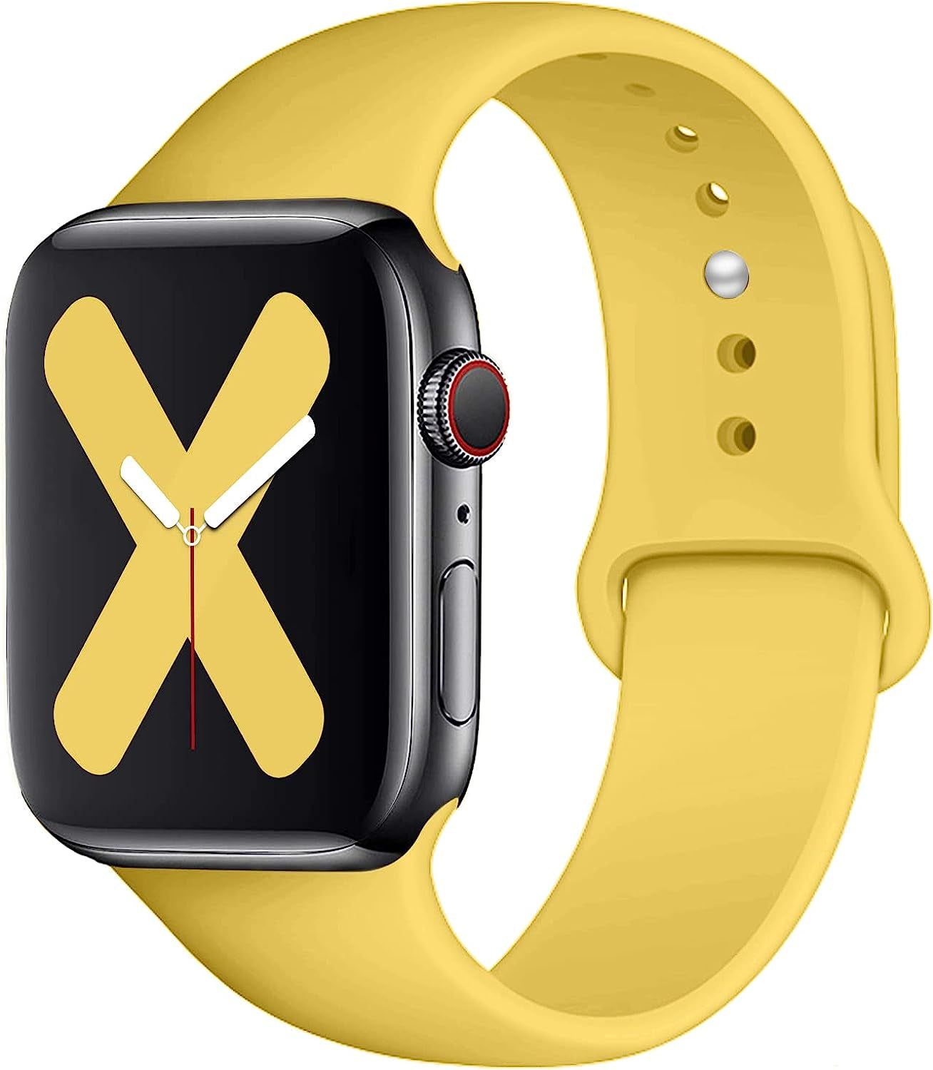 Saucyi Compatible with Apple Watch Band 41Mm 40Mm 38Mm 49Mm 45Mm 44Mm 42Mm,Soft Silicone Sport Band Replacement Strap with Classic Clasp for Iwatch Series 8 7 6 5 4 3 2 1 SE  Saucyi Yellow 38mm/40mm/41mm S/M 