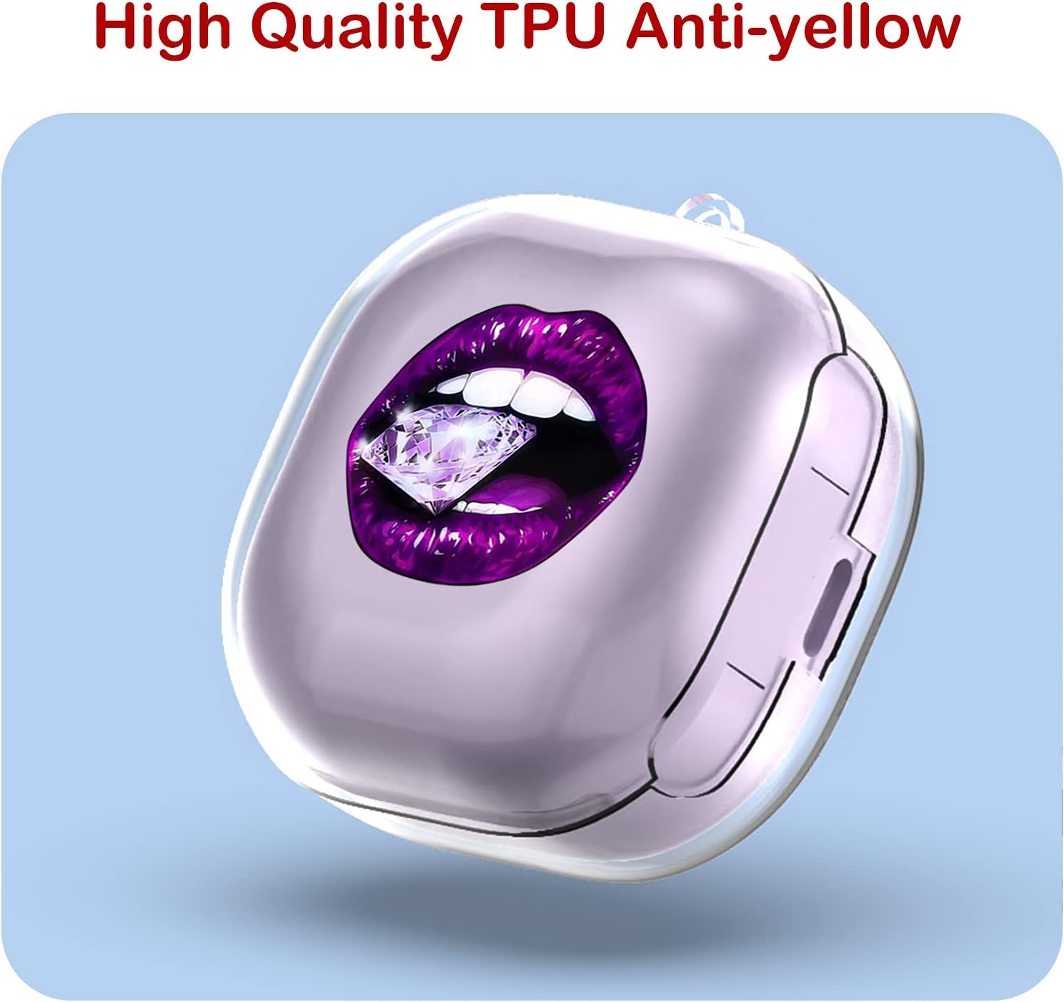 Compatible with Galaxy Buds 2 Case 2021/Galaxy Buds Pro Case 2021 /Galaxy Buds Live Case 2020 Purple Lip [2 Sides Front and Back] Shockproof Case Protective Cover for Samsung Earbuds with Keychain  KANGHAR   