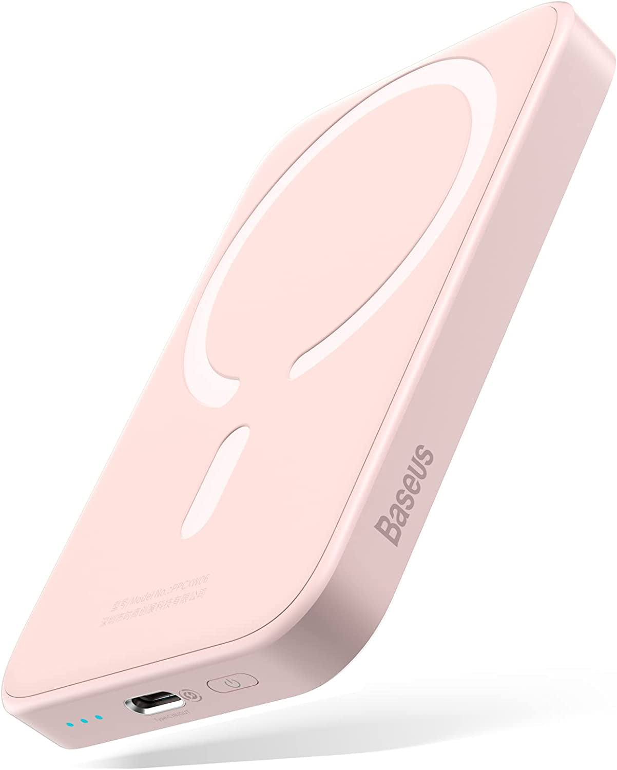 Baseus Magnetic Power Bank Battery Pack 6000Mah Wireless Portable Charger PD 20W with USB-C Cable, for Magsafe, for Iphone 14/13/12 Series, White  Baseus Coral Pink  