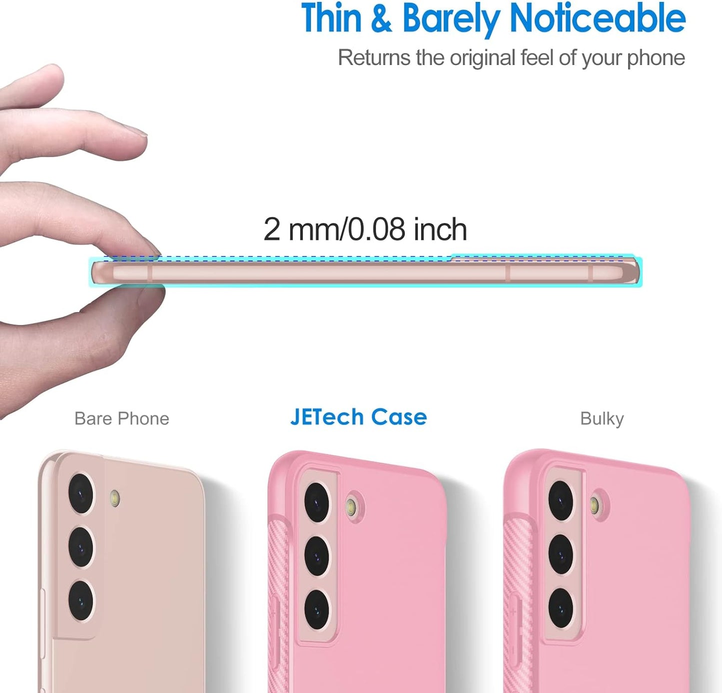 Jetech Slim Fit Case for Samsung Galaxy S22+ / S22 plus 5G 6.6-Inch, Thin Phone Cover with Shock-Absorption and Carbon Fiber Design (Pink)  JETech   