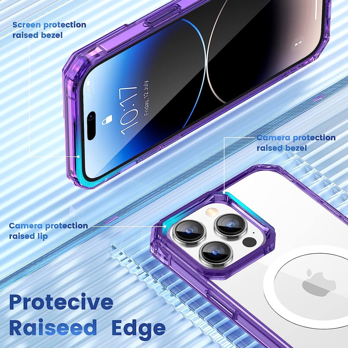 NULETO 【3 in 1】 Case for Iphone 14 Pro with Magsafe, Built-In with 9H Tempered Glass Screen Protector & Camera Lens Protector & Strong Magnetic Slim Thin Phone Cover for Iphone 14 Pro - Purple  Nuleto   