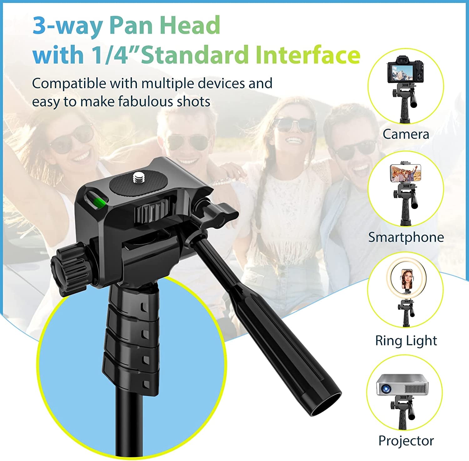Aureday 67” Phone Tripod, Detachable and Extendable Selfie Stick Tripod for Iphone/Android Smartphone/Camera/Gopro, Portable Cell Phone Tripod with 360-Degree Rotatable Pan Head  Aureday   