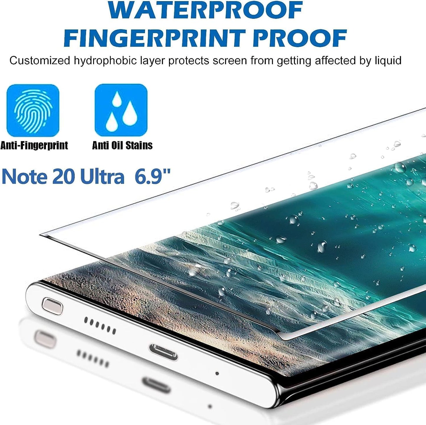[2+2 Pack] Screen Protector for Samsung Galaxy Note 20 Ultra/Note 20 Ultra 5G,9H Tempered Glass,Ultrasonic Fingerprint Compatible,3D Curved,Hd Clear,Bubble-Free for Galaxy Note 20 Ultra Glass Protector  Samcorn   