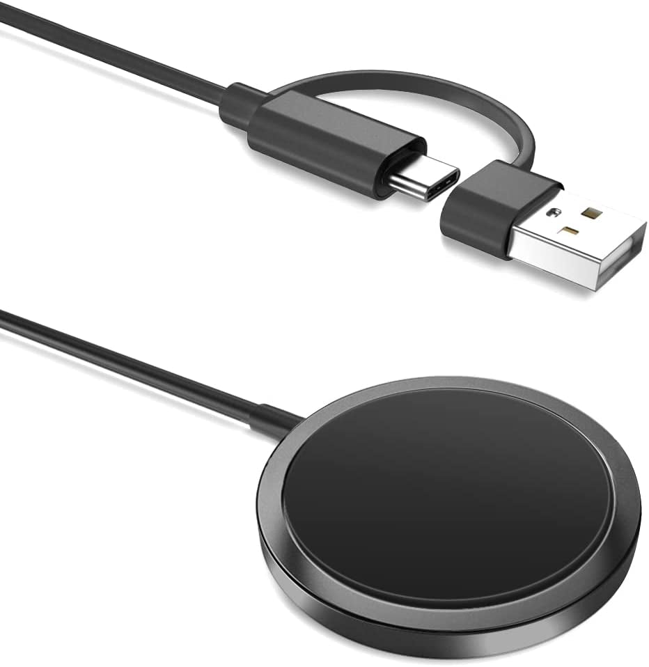 Basesailor Magnetic Wireless Charger with USB C Adapter,Portable Travel Cordless Qi Fast Charging Pad for Magsafe,Iphone 13 12 11 14 Pro Max Mini,Se XR Xs,Airpods,Samsung Galaxy S23 S22 Z Fold Flip  Basesailor Black  