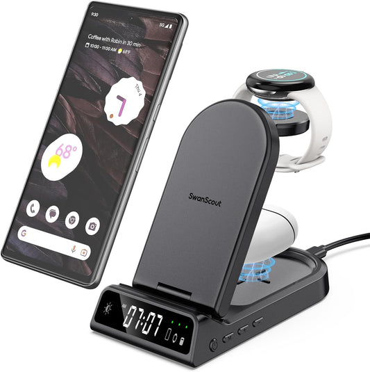 Swanscout Wireless Charging Station for Google Pixel Watch, Travel Portable Wireless Charger for Google Pixel 8 Pro/8/Fold/7A/Pixel 7 Pro/7/6/6 Pro/5/4/3/Xl, Google Pixel Watch, Pixel Buds Pro  Shenzhen Swanscout Innovations Technology Co., Ltd.   