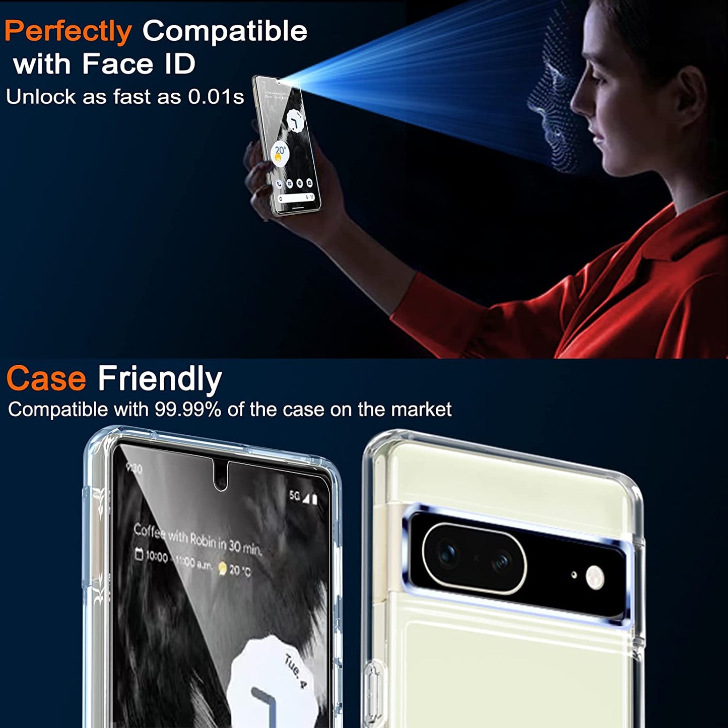 IMBZBK [4+4 Pack] for Google Pixel 7 Screen Protector 4 Pack 9H Tempered Glass 4 Pack HD Camera Lens Protector Cover Accessories Protection Case Friendly Mounting Frame Support Fingerprint Rreader  IMBZBK   