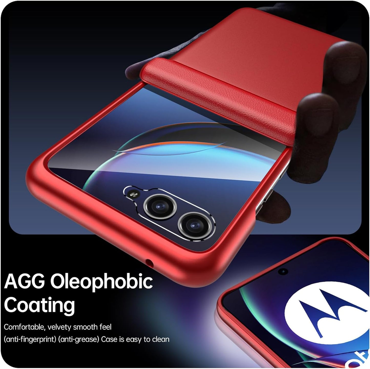 BSNRM for Motorola Razr plus Case, Built-In Screen Protector & Magnetic Hinge Protection & Ultra Thin Matte PC Shockproof Phone Cover Smartphone Case for Moto Razr plus 2023(Red)  BSNRM   