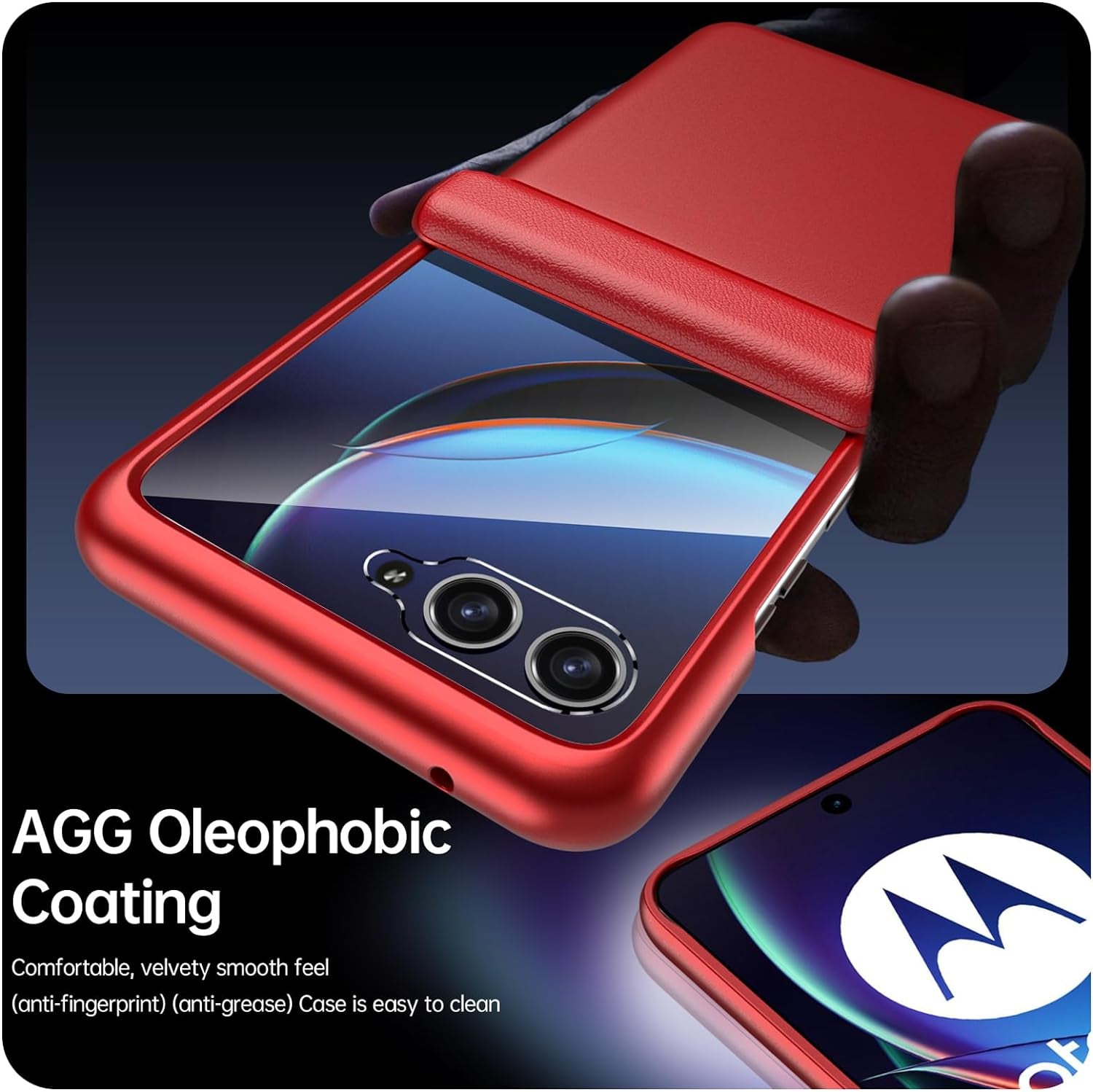 BSNRM for Motorola Razr plus Case, Built-In Screen Protector & Magnetic Hinge Protection & Ultra Thin Matte PC Shockproof Phone Cover Smartphone Case for Moto Razr plus 2023(Red)  BSNRM   