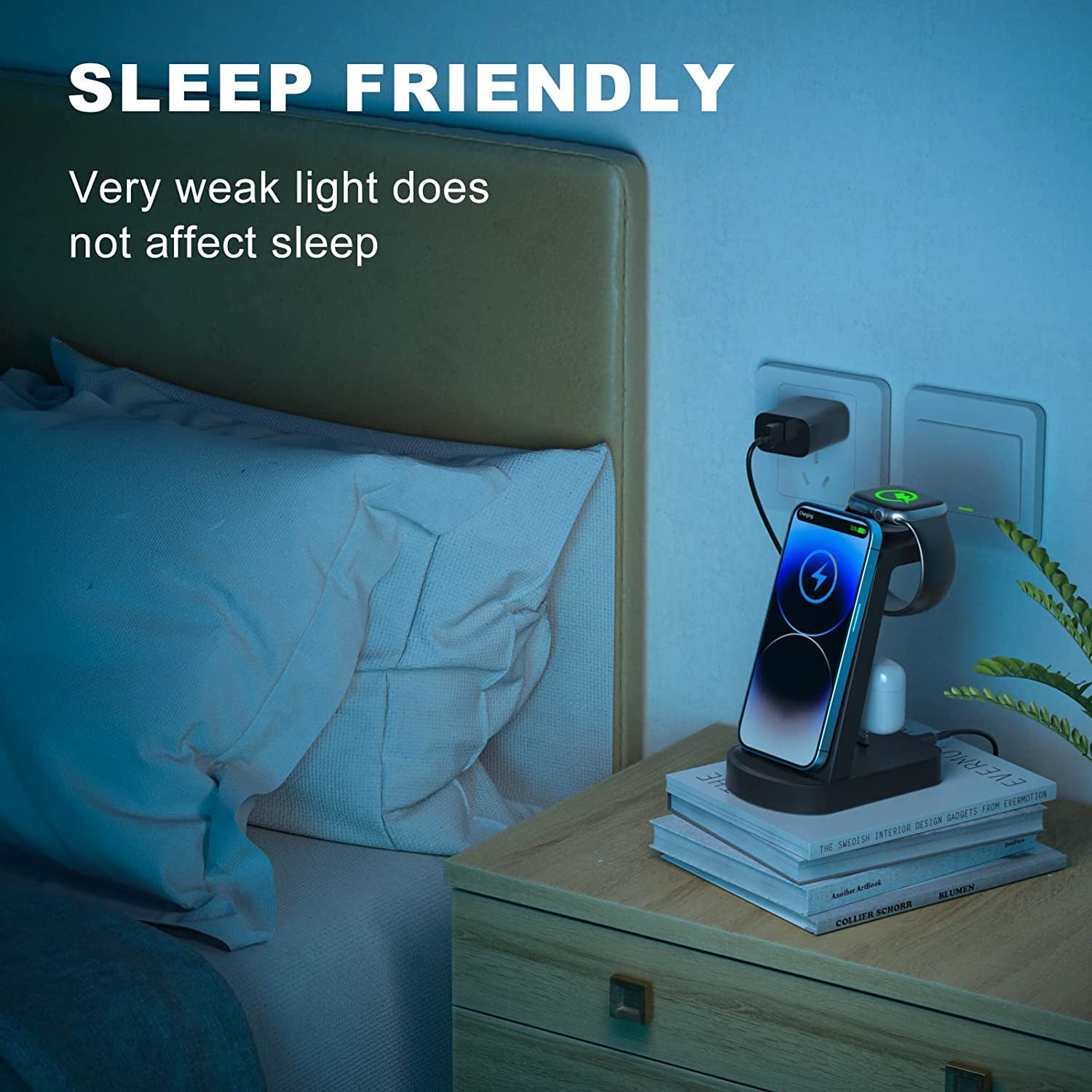 Wireless Charging Station - 3 in 1 Wireless Charger for Iphone 14/13 Pro/13/12/11 Pro Max/X/Xs/8/8 Plus,Wireless Charging Stand Dock for Apple Watch Series Airpods 3/2/1/Pro(With Adapter)  INNISTO   