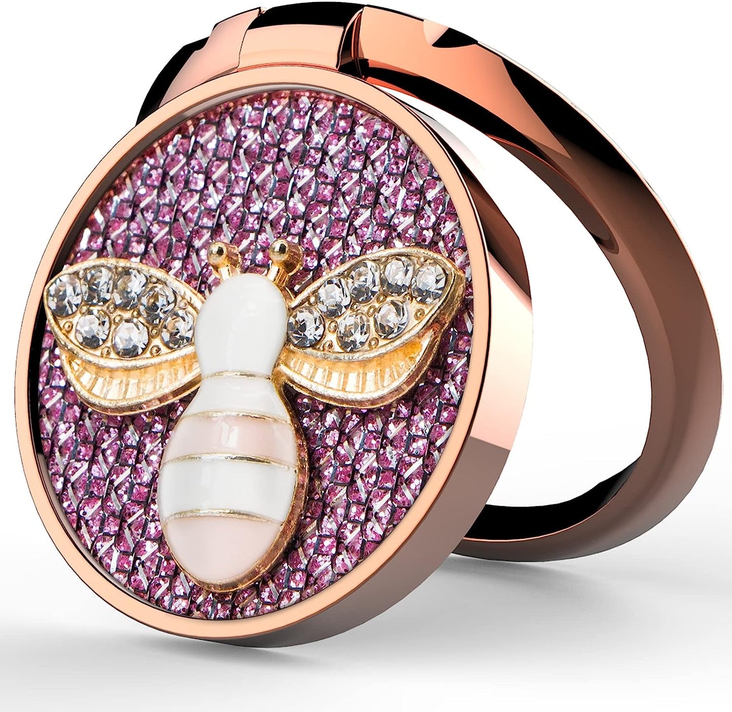 YINHEXI Phone Ring Holder Finger Kickstand, Cell Phone Ring Holder Finger Grip 360 Degree Rotation, with Crystal Stone Enamel Bee (Black)  YINHEXI Pale Violet Red  