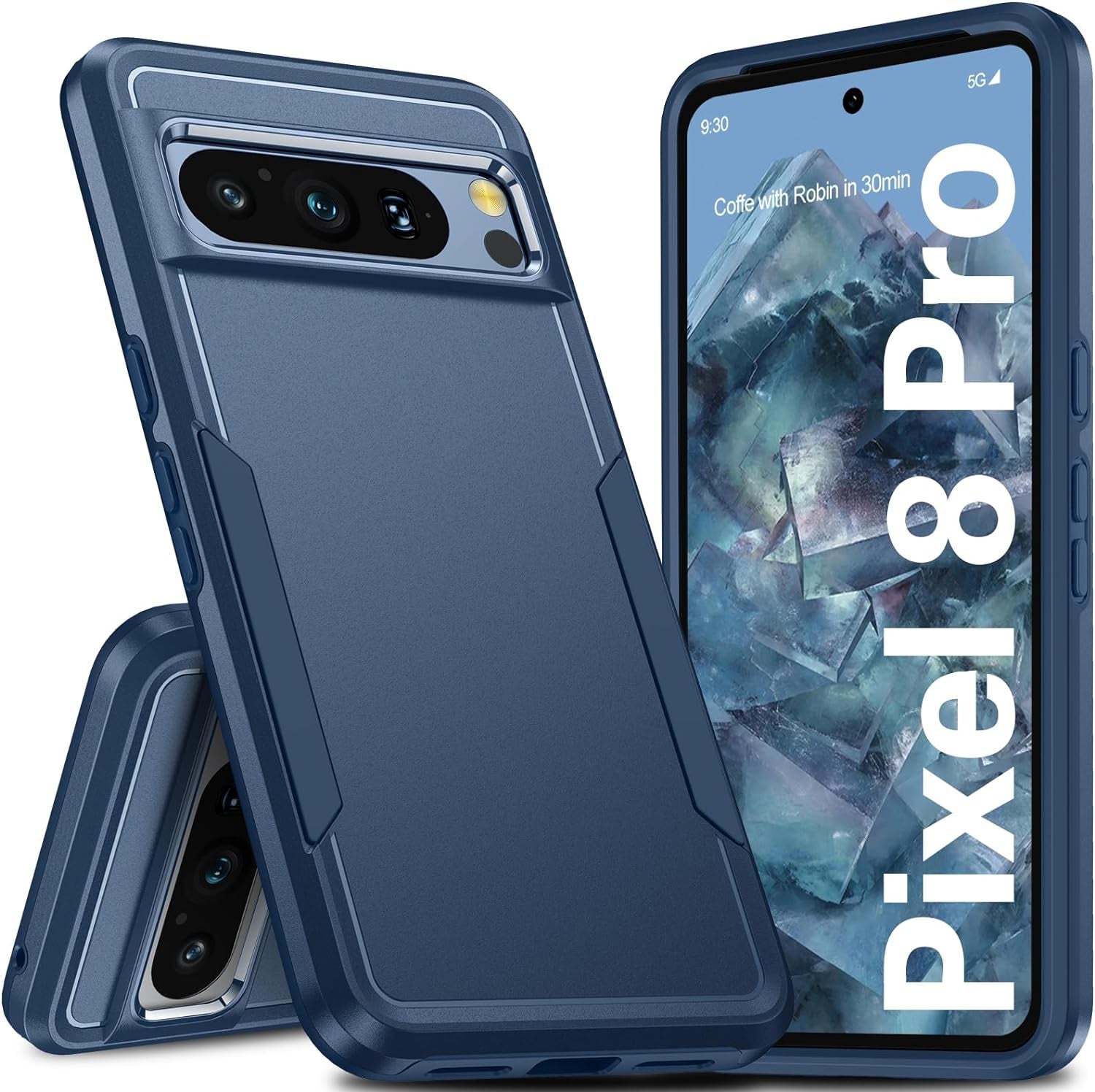 Oneagle for Google Pixel 8 Case, Pixel 8 Case with 2 Screen Protector, [15FT Military Protection][Double Layer][Heavy Duty][Anti-Slip][Matte Feel] Shockproof Phone Case for Pixel 8 6.2 Inch  Oneagle Navyblue Pixel 8 Pro 