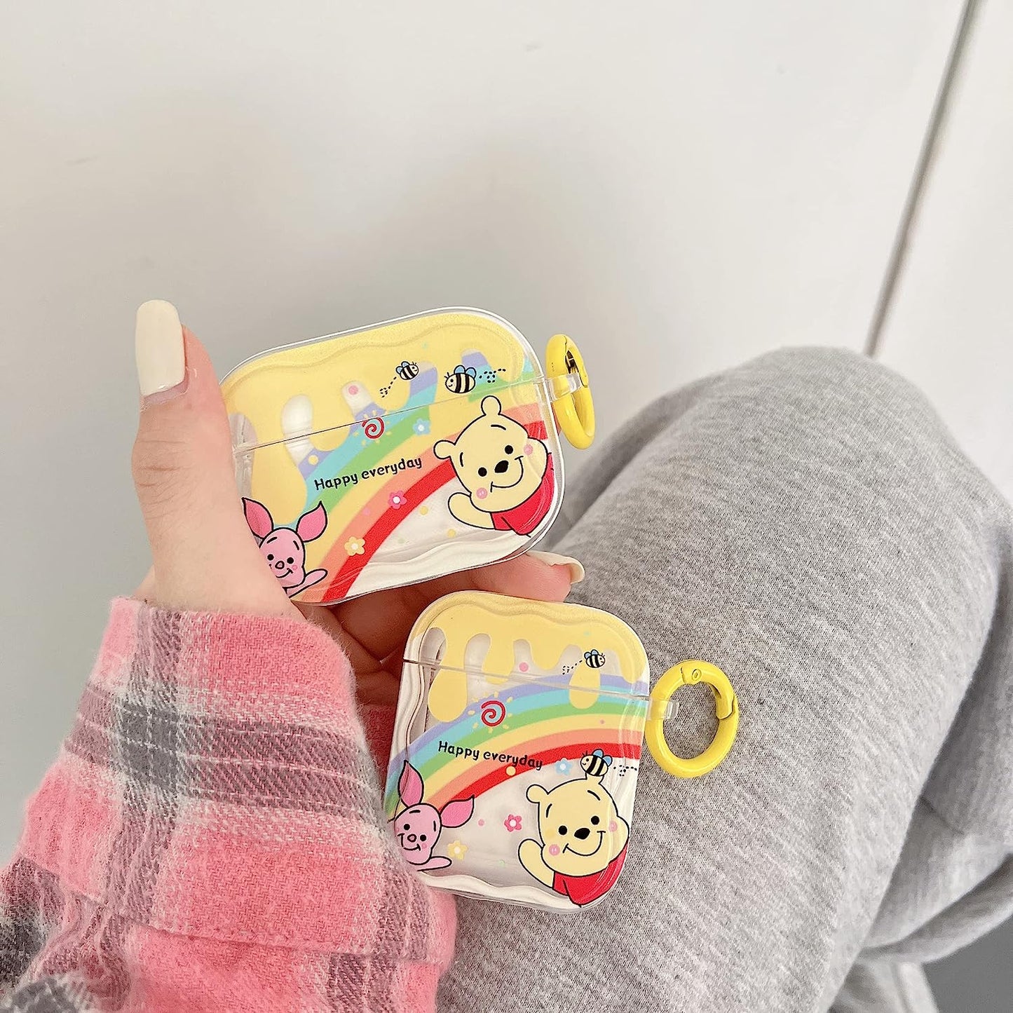 Ifilove for Cute Airpods Case, Girls Boys Kids Cute Cartoon Piglet Winnie the Pooh Soft TPU Protective Shockproof with Ring Case Cover for Apple Airpods 1 & 2 Case  iFiLOVE   