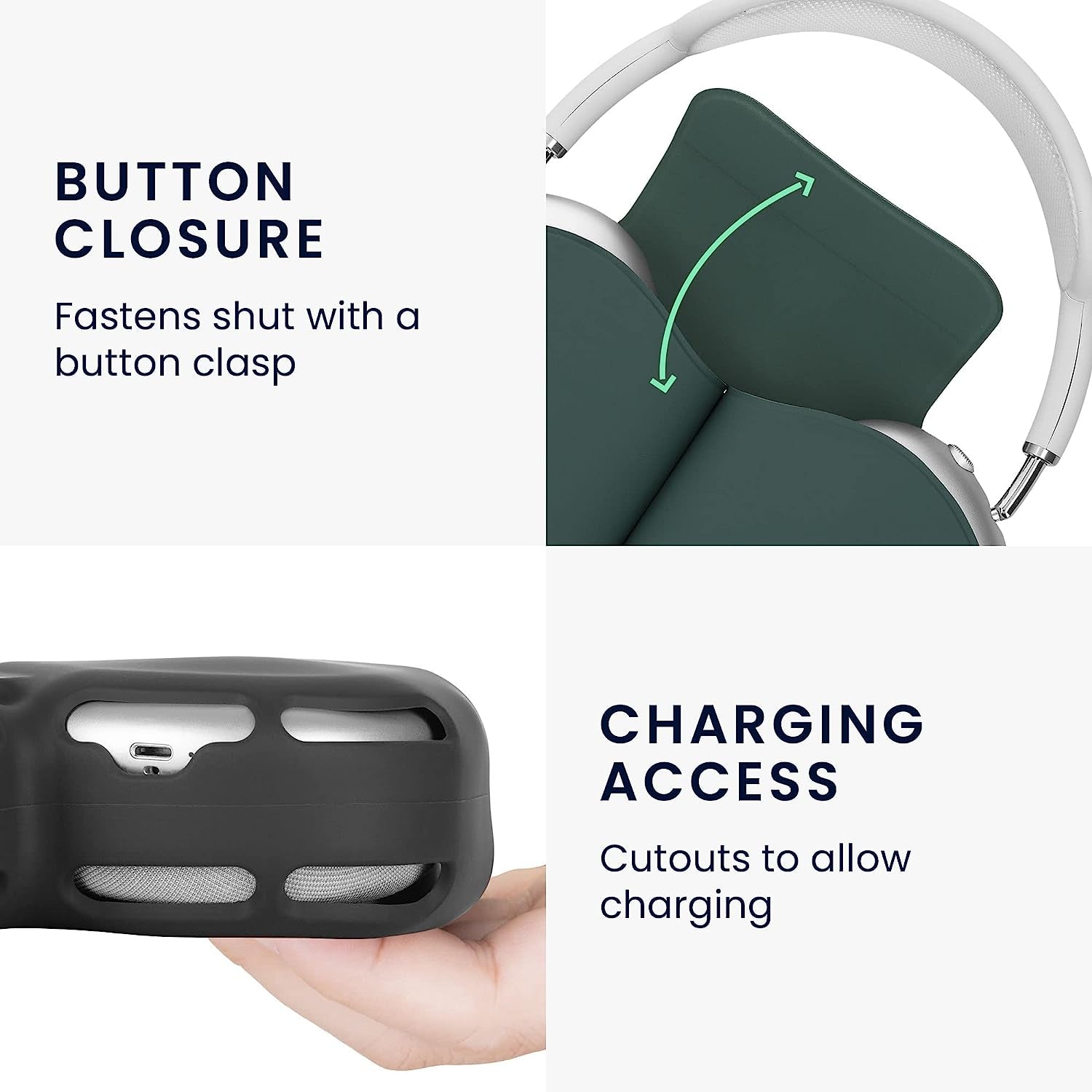 Kwmobile Case Compatible with Apple Airpods Max Case - Polyester Protective Cover for Headphones - Green  KW-Commerce   