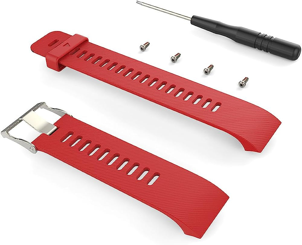 Replacement Band for Garmin Forerunner 35, Silicone Replacement Fitness Bands Bracelet Sport Strap Wristband Accessory with Screwdriver for Garmin Forerunner 35  bossblue Red  